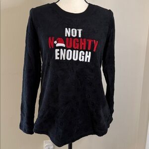 Secret Treasures Christmas plush faux fur sweatshirt / Sleepwear Not Naughty Med